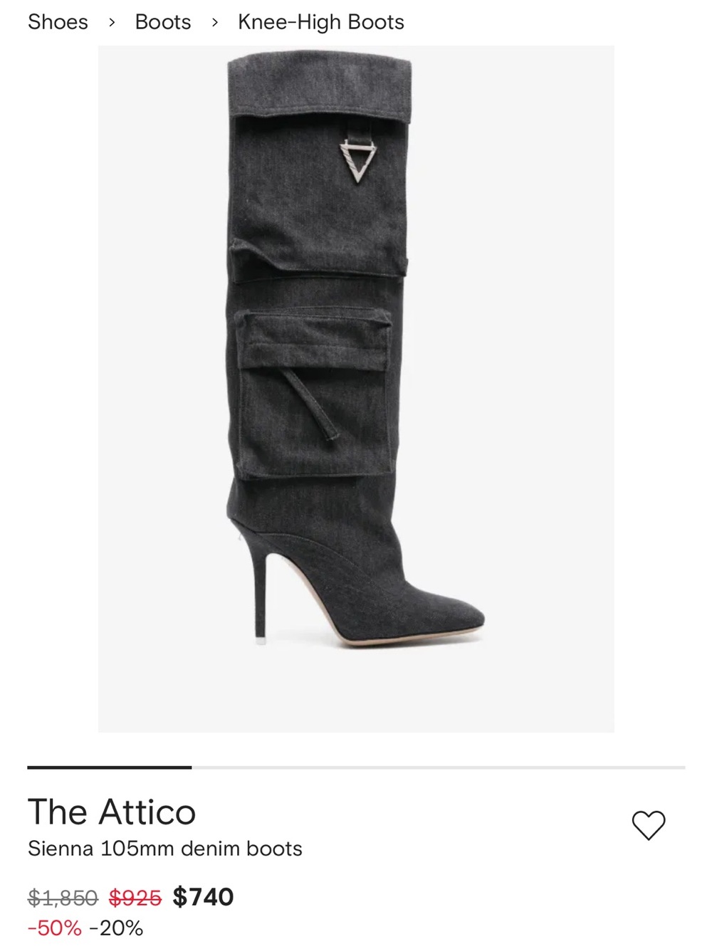 The Attico Dark Denim Knee Stiletto Boots